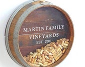 Wall Mounted Wine Bottle and Cork Display - Kala - Retired Napa wine barrel with custom personalized engraving!