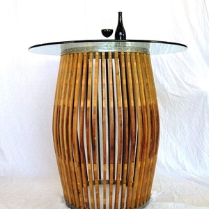 Wine Barrel Pub and Tasting Table Tectona Made from retired CA wine puncheon barrels. 100% Recycled image 1