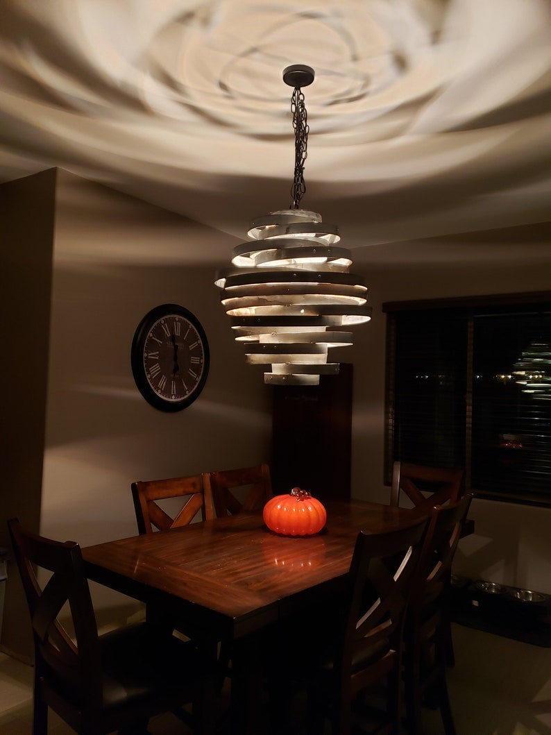 Wine Barrel Ring Pendant Light Virvel Made from Retired California Wine barrel rings. 100% Recycled image 4