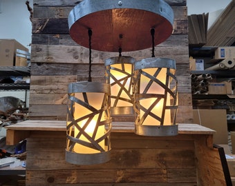 Wine Barrel Chandelier - Kellari- Made from reclaimed California wine barrels. 100% Recycled!