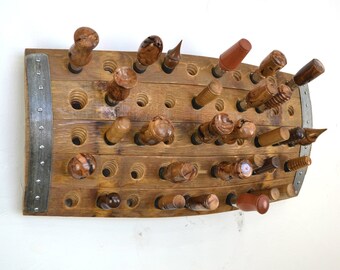 Wine Barrel Bottle Stopper Display "Fifty Gates" Made from retired California wine barrels - 100% Recycled!