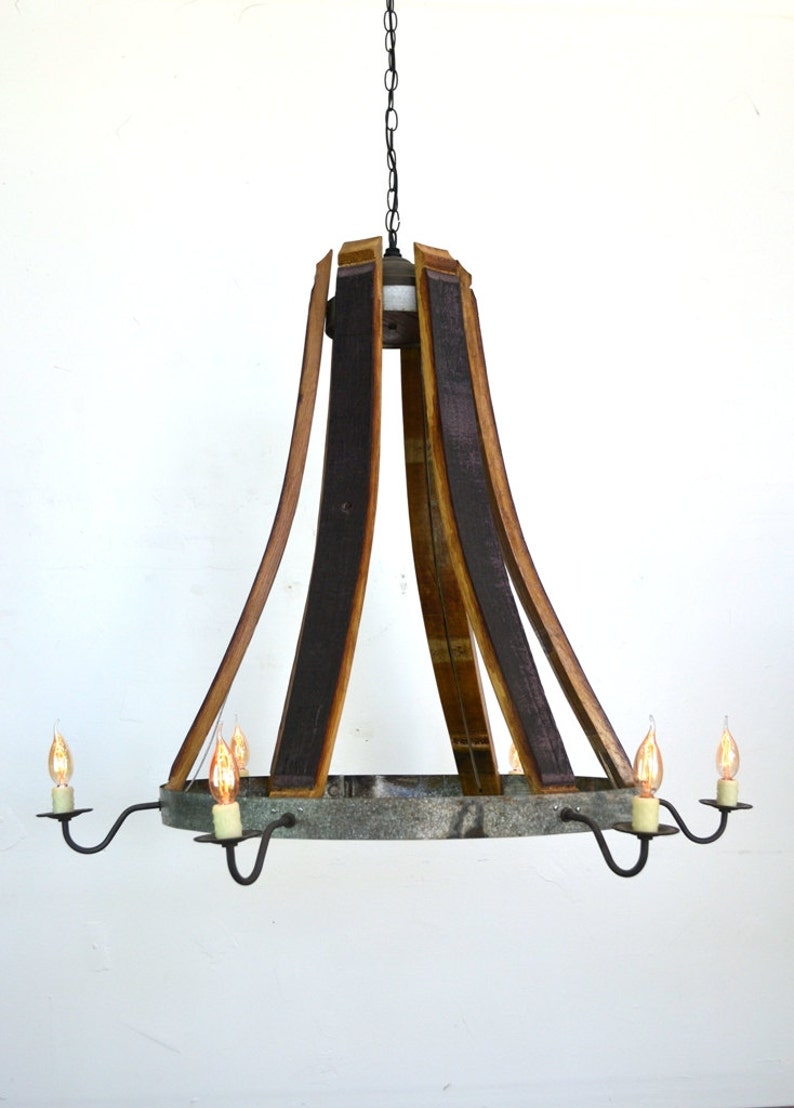 Wine Barrel Teardrop Chandelier Castanea Made from retired California wine barrels 100% Recycled image 2