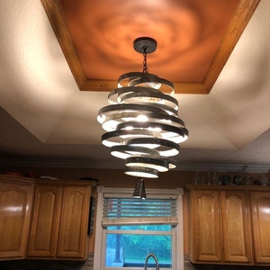 Wine Barrel Ring Pendant Light Virvel Made from Retired California Wine barrel rings. 100% Recycled image 3