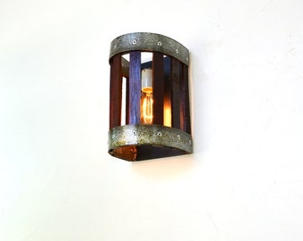 Wine Barrel Wall Sconce - Carica - Made from retired California wine barrels. 100% Recycled!