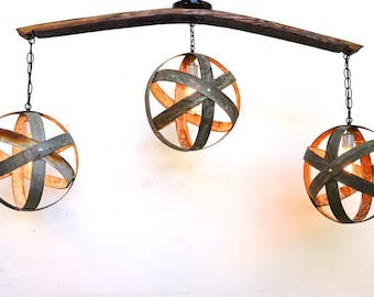 Wine Barrel Chandelier - Trilateral - Made from retired California wine barrels. 100% Recycled!