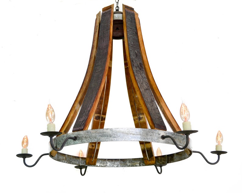 Wine Barrel Teardrop Chandelier Castanea Made from retired California wine barrels 100% Recycled image 1