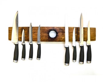 Wine Barrel Magnetic Knife Rack - Ganivet - Made from retired Napa California wine barrels. 100% Recycled!