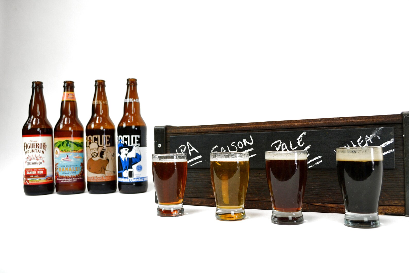 Barrel Stave Beer 4 Glass Flight With Chalkboard Peleti Etsy