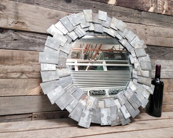 Wine Barrel Mirror - Yansima - Mosaic Round Mirror made from retired Napa wine barrels 100% Recycled!