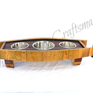 Wine Barrel Elevated Pet Feeder Tigrinus Made from retired California wine barrels. 100% Recycled image 5
