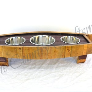 Wine Barrel Elevated Pet Feeder Tigrinus Made from retired California wine barrels. 100% Recycled image 1