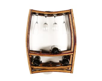 Wine Barrel Hanging Wine and Glass Rack - Rosato - Made from retired California wine barrels. 100% Recycled!