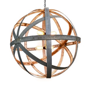 Wine Barrel Ring Chandelier - Colossus - Made from retired California wine barrel rings. 100% Recycled!