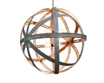 Wine Barrel Ring Chandelier - Colossus - Made from retired California wine barrel rings. 100% Recycled!