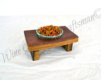 Wine Barrel Cat Food Dish "Ikati" Made from retired Stag's Leap Cabernet wine barrel + recycled glass. 100% Recycled!