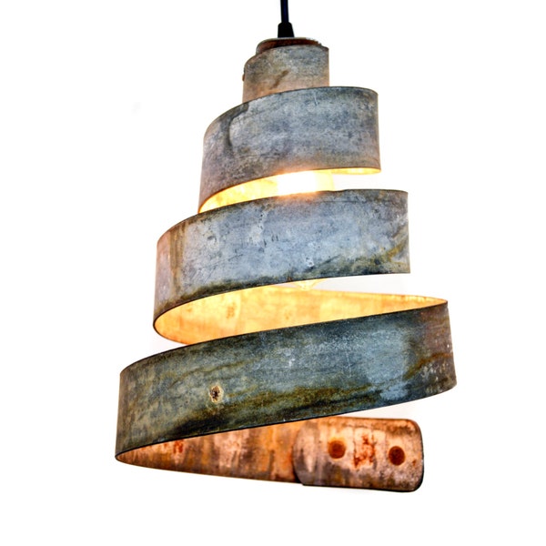 Wine Barrel Ring Pendant Light - Lavaliere - Made from Retired California wine barrel rings 100% Recycled!