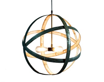Wine Barrel Ring Chandelier - Premier - Made from retired California wine barrel rings 100% Recycled!