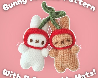 Bunny Friends with removable hats - Spring Bunnies Amigurumi Crochet Pattern ENGLISH