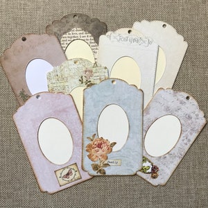 Die-cut Embellished Frame Tags - set of 8