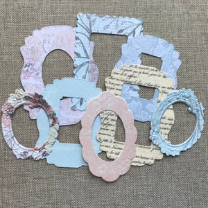 Die-cut Frames - Pastel and Book Page - set of 8
