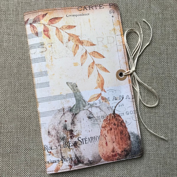 Handmade Stitched Folder / Autumn Ephemera