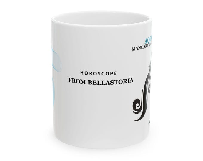 BellaStoria | Aquarius Horoscope Ceramic Mug - Astrology Gift, Personalized Cup, Zodiac Mug, Coffee Lover Gift, Horoscope Lover Present