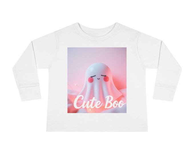 BellaStoria | Cute Boo Toddler Long Sleeve Tee | Adorable Ghost Tee, Halloween Outfit, Kids' Gift, Cozy Toddler Shirt, Cute Graphic Tee