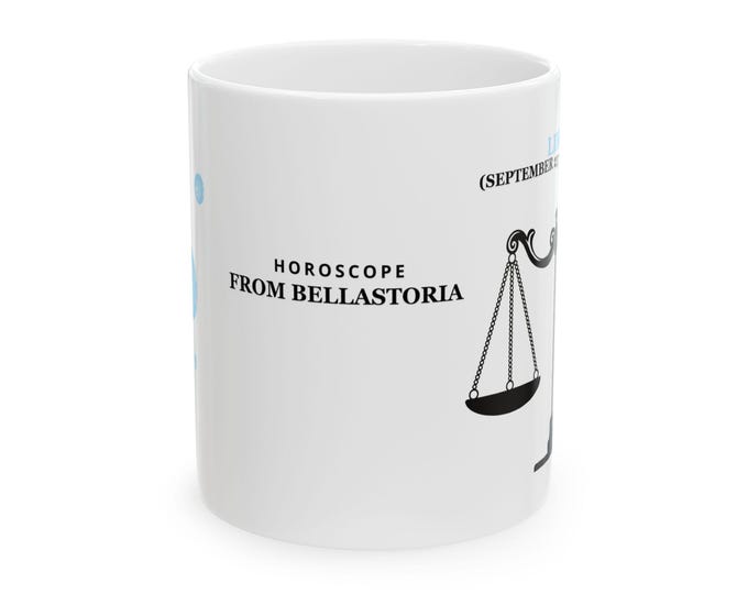 BellaStoria | Zodiac Horoscope Mug, Astrology Coffee Cup, September Libra Gift, Horoscope Lover's Drinkware, Unique Astrology Mug