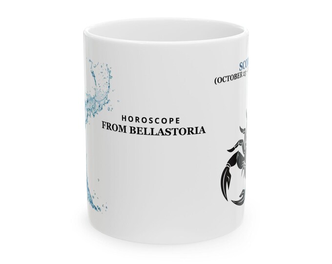 BellaStoria | Astrology Ceramic Mug for Scorpio Lovers, Zodiac Coffee Cup, Horoscope Gift, Personalized Mug, Star Sign Decor