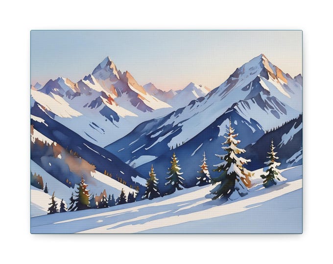 BellaStoria | Winter Mountain Landscape Canvas Print, Cozy Home Decor, Nature Themed Gift, Holiday Wall Art, Perfect for Ski Lovers
