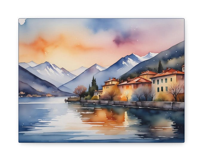 BellaStoria | Matte Canvas Wall Art, Scenic Landscape Home Decor, Vibrant Lake Print, Serenity Artwork, Mountain View Gift