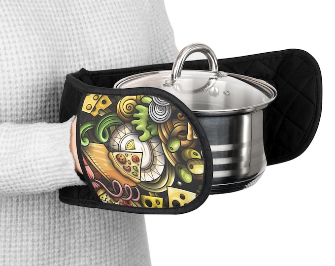BellaStoria | Colorful Kitchen Skull Pattern Oven Mitts | Double Handle Pot Holder