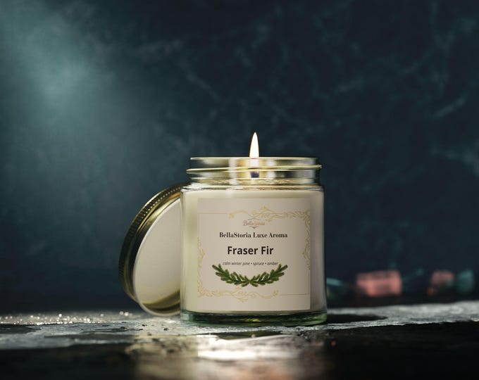 BellaStoria | Fraser Fir Scented Candle Coconut Apricot Wax | 4oz 9oz