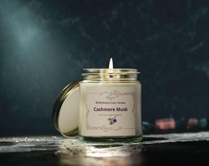 BellaStoria | Cashmere Musk Candle | Coconut Apricot Wax, 4oz 9oz