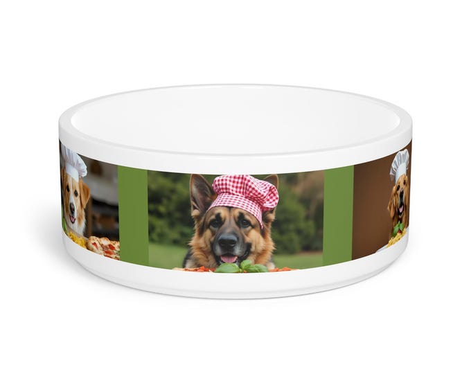 BellaStoria | Chef Dogs Pet Bowl | Personalized Dog Food Bowl, Cute Chef Puppy Design