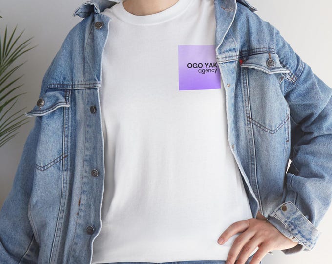 BellaStoria | OGo Yak Agency Logo Tee | White T-Shirt, Lavender Gradient Square