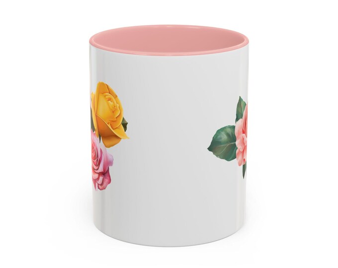 BellaStoria | Floral Accent Coffee Mug, Cute Gift for Her, Vibrant Floral Tea Mug, Kitchen Decor, Mother's Day Gift, Floral Design Mug