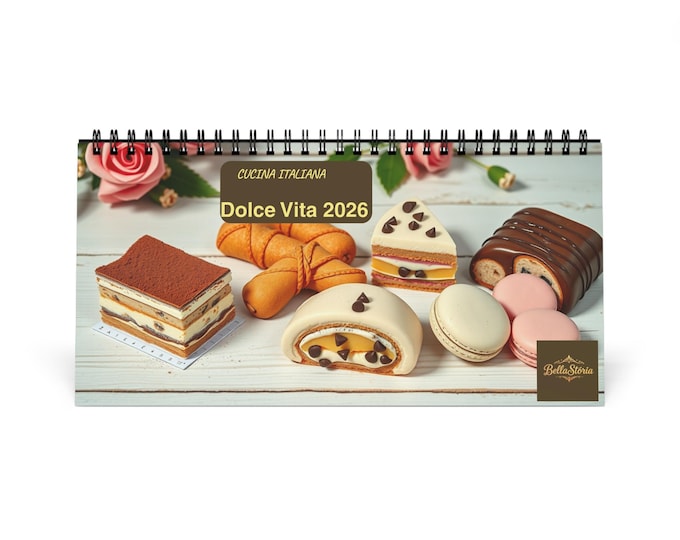 BellaStoria | Italian Sweetness Desktop Calendar, Italian Calendar, Monthly Planner, Office Decor, Wall Calendar, Desk Accessories