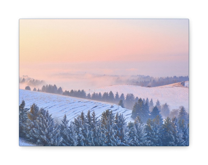 BellaStoria | Winter Landscape Canvas Wall Art, Cozy Home Decor, Nature Photography, Gift for Her, Holiday Decoration, Wall Hanging