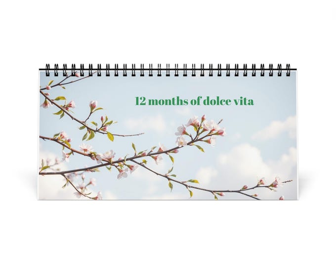 Blooming Life Desktop Calendar - 12 Months of Dolce Vita, Yearly Planner, Floral Desk Organizer, Cute Gift for Friends, Home Office Decor