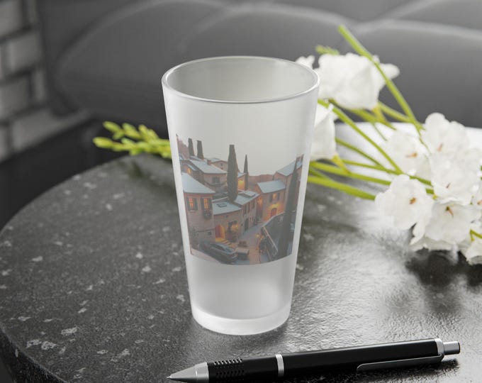 BellaStoria | Frosted Floral Pint Glass, 16oz - Perfect for Parties, Weddings, Home Bars, or as Gifts for Eco-Friendly Lovers, Spring