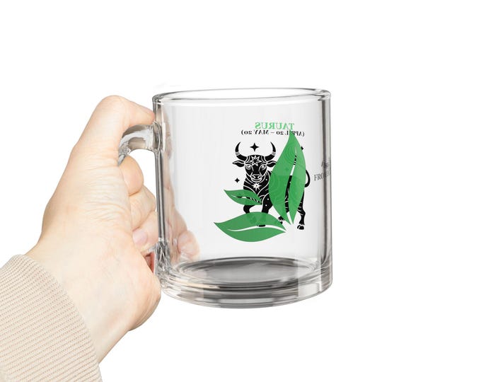 BellaStoria | Zodiac Glass Mug with Horoscope Design, Astrology Coffee Cup, Personalized Birthday Gift, Celestial Drinkware, Unique Gift