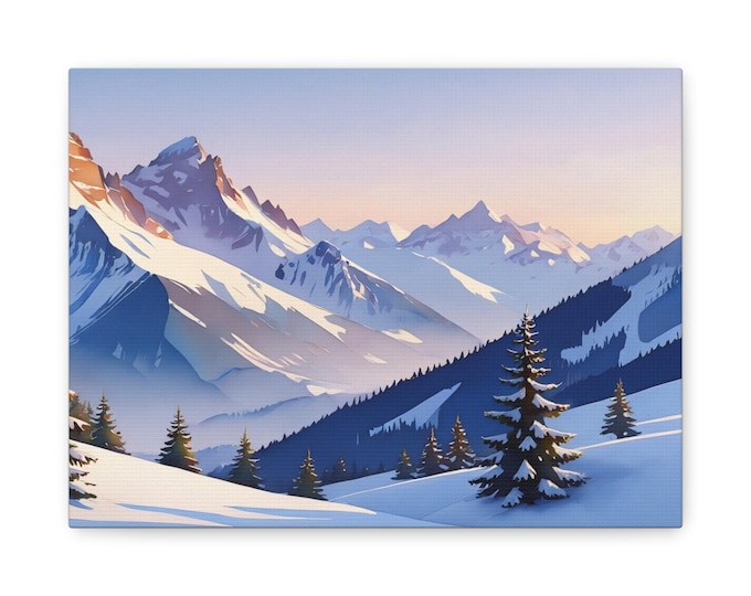 BellaStoria | Mountain Landscape Canvas Art, Nature Decor, Home Wall Art, Gift for Outdoorsy Friends, Winter Scene Decoration, Cozy Cabin