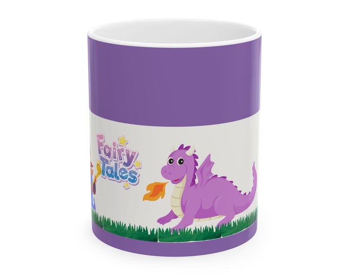 BellaStoria | Fairy Tale Ceramic Mug - Magical Dragon & Castle Design, Perfect Gift for Kids, Fantasy Lovers, Birthdays, or Home Decor