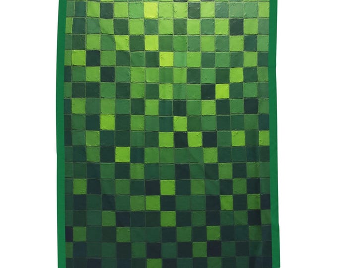 BellaStoria | Green Pixel Checkerboard Blanket | Velveteen Plush Blanket