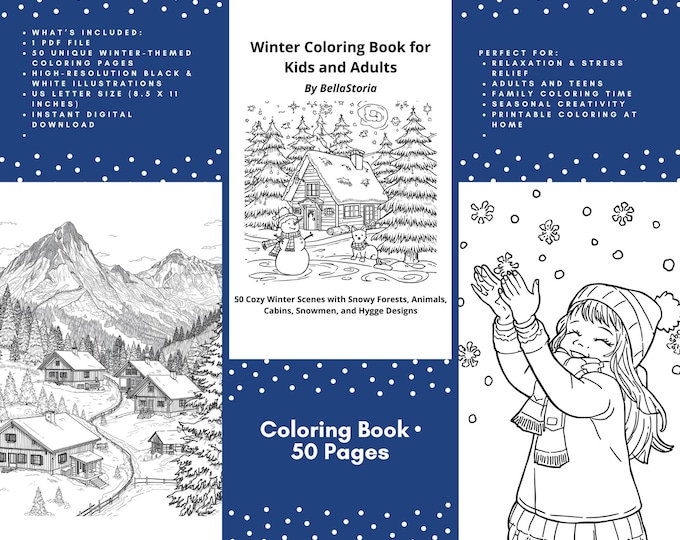 Winter Coloring Book for Kids and Adults | Cozy Winter Scenes | Relaxing Adult Coloring Pages | Family Coloring Book