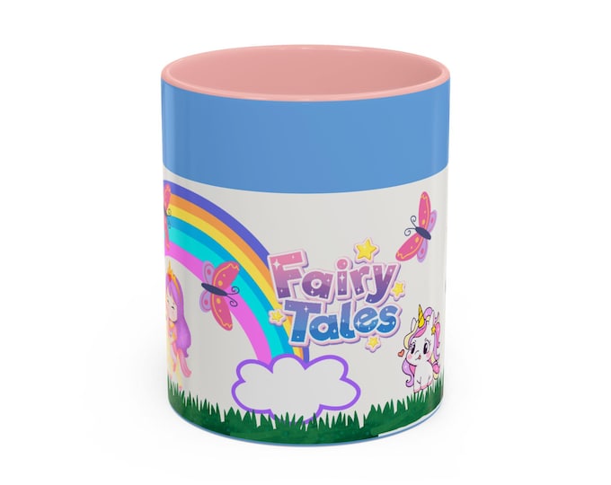 BellaStoria | Whimsical Fairy Tales Coffee Mug, Kids Unicorn Mug, Rainbow Mug, Gift for Kids, Fantasy Drinkware