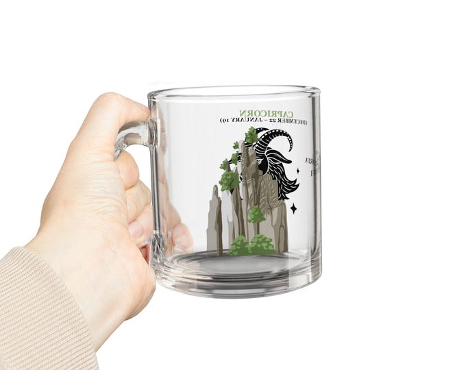 BellaStoria | Zodiac Glass Mug, Horoscope Drinkware, Astrology Gift, 10oz Coffee Cup, Personalize with Horoscope, Perfect for Birthdays