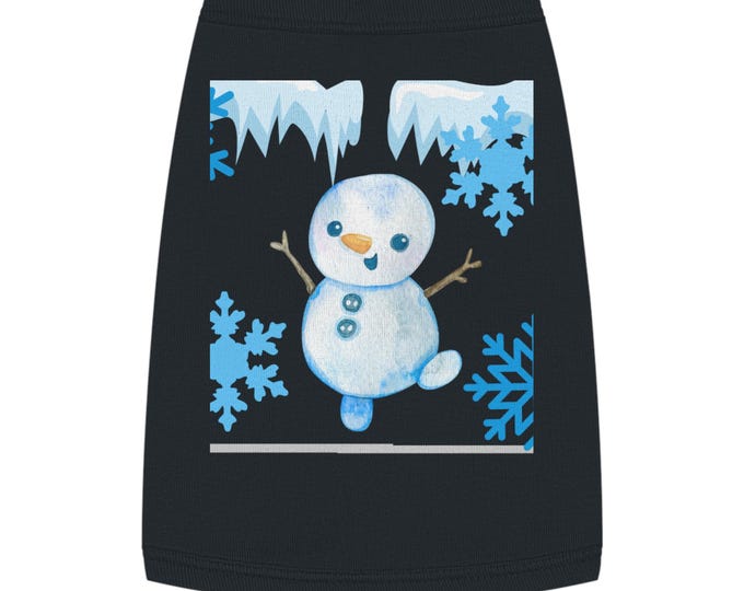 BellaStoria | Snowman with Icicles Pet Tank Top | Winter Snowflake Dog Shirt