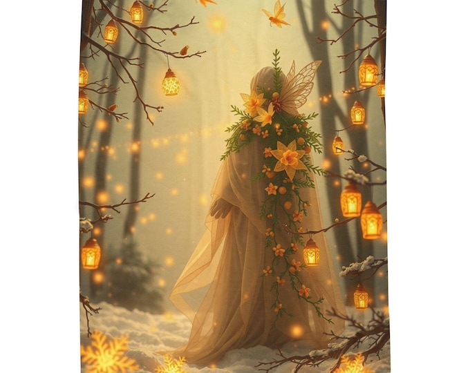 BellaStoria | Enchanted Forest Velveteen Plush Blanket, Cozy Throw, Fairy Tale Decor, Snuggle Gift, Home Comfort for All Seasons